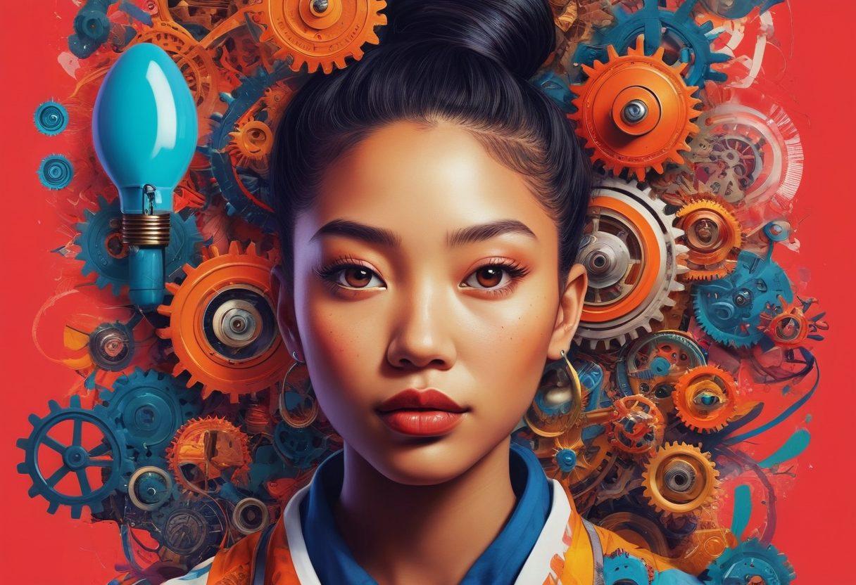 A vibrant collage showcasing diverse characters from the hintai community, featuring bold colors and intricate details that highlight the nuances of adult content. Include a blend of digital art styles, with abstract elements symbolizing trends, insights, and tips, such as lightbulbs and gears around the characters. The background should be an engaging mix of artistic textures, creating a sense of depth and allure. Bold text overlay: 'Exploring Nuances' in an artistic font. vector art. vibrant colors. playful yet sophisticated.
